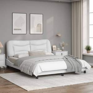 Cadre de lit rembourré Hvar blanc 59,8''x79,9'' avec LED sans matelas - Product Image 3
