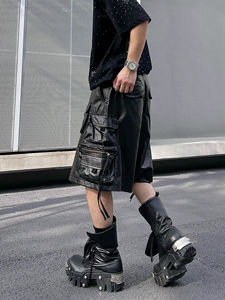 Shorts en jean ciré rétro pour hommes G-star Raw, style streetwear de haute qualité, avec cordon de serrage et poches cargo – Ventes flash - Product Image 4