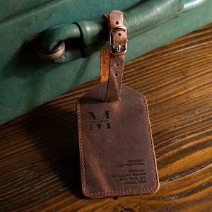 Luxury Real Leather Luggage <b>Tags</b> Privacy Shield Travel Bag <b>Tags</b> Custom Logo Suitcase Labels Wholesale Price LMP-0161 - Product Image 6
