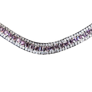 Bande de front de cheval en cuir noir de qualité supérieure décorer avec 3 rangées de cristaux brillants strass bande de front de Bling - Product Image 3