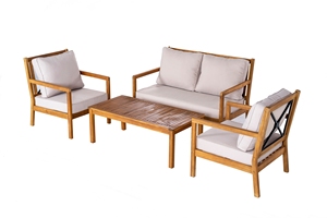 Table basse d'extérieur en bois moderne | Dessus à latte rectangulaire | Résistant aux intempéries, faible entretien | Parfait pour les patios et les hôtels - Product Image 3