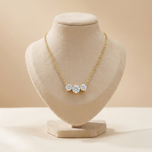 Pendentif de luxe pour femme plaqué or avec diamant synthétique de couleur D cultivé en laboratoire, bijou personnalisé à taille ronde fantaisie - Product Image 5