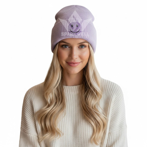 Lavender Ribbed <b>Knit</b> <b>Beanie</b> Unisex Adult Casual Winter Hat 56-58CM Solid Color Acrylic Cuffed Style - Product Image 4