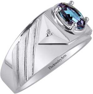 Anillo de Alexandrita Vintage Minimalista para Mujer, Anillo de Compromiso de Alexandrita con Forma Ovalada Única, Anillo Solitario, Anillo para Hombre - Product Image 5