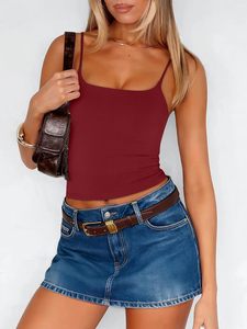 Camiseta Básica para Mujer, Tejido Acanalado, Elástica, Suave, Ligera, Transpirable, Cómoda, Sin Mangas, Corte Ajustado, Informal, para Uso Diario - Product Image 3