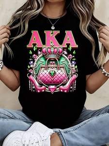 Trendy Women Cute <b>Patchwork</b> Custom Sparkle Print Summer Breathable Premium Cotton Casual T-Shirt Boutique Street Fashion Short - Product Image 1