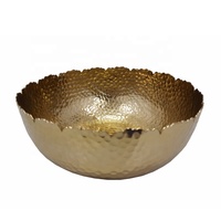 Bol de service rond en aluminium martelé, couleur or, bol à salade et bol à fruits, fait à la main, personnalisé