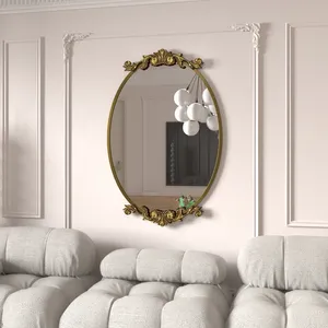Oval Brass <b>Wall</b> Mirror 36x24 Inch Traditional Decorative <b>Frame</b> for Living Room Entryway Home Decor - Product Image 1