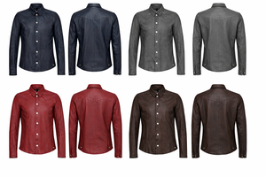 Men's Red Leather Shirt Jacket Casual Turn-Down Collar Regular Sleeve Solid Color Button Closure Autumn Wear - Product Image 5