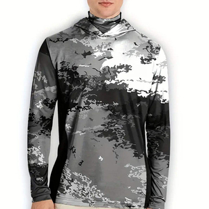 เสื้อฮู้ดดี้ตกปลาแห้งเร็ว แขนยาว ป้องกันแสงแดด UPF 50+ แห้งเร็ว ยืดได้ 4 ทิศทาง สีดำล้วน สำหรับผู้ชาย - Product Image 1