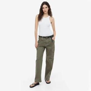 Pantalon cargo homme taille mi-haute en coton imperméable, cinq poches, devant plissé, fermeture éclair, coupe ample, service OEM - Product Image 5