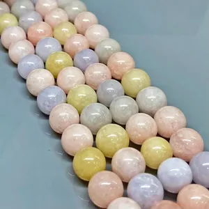 Cuentas de Morganita Teñida Naturalmente de 6mm, Redondas y Lisas, Grado AA, para la Fabricación de Joyería al por Mayor - Product Image 1