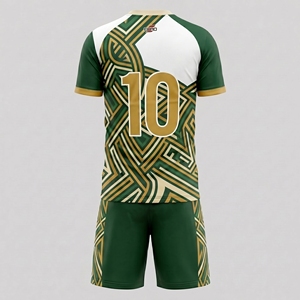 Ensemble d'uniformes de football unisexes personnalisés, col en V, manches courtes, sublimation, évacuation de l'humidité, respirant, 100% polyester, service OEM - Product Image 2