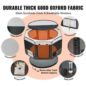 Parc de jeu pliable pour animaux de compagnie 46 pouces, cage portable pour chien, chenil, toile Oxford 600D imperméable de qualité supérieure pour chiot et chat - Product Image 3