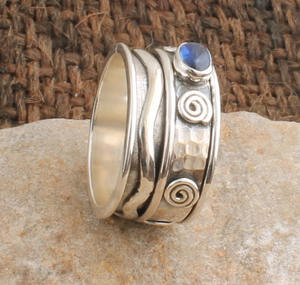 Anillo de Cianita Azul Natural, Plata de Ley 925, Anillo de Eternidad Completo para Mujer, Joyería de Piedras Preciosas, Fabricante Mayorista - Product Image 1