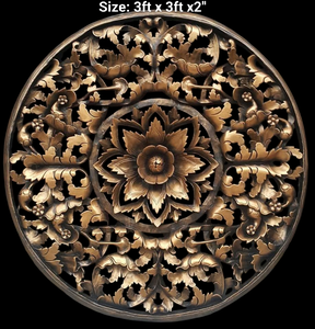 แผ่นไม้สักสลักลายแบบคลาสสิก ขนาด 3 ฟุต สำหรับตกแต่งผนังแบบแขวน ทำมือ 100% แข็งแรง ทนทาน เป็นมิตรกับสิ่งแวดล้อม เหมาะสำหรับตกแต่งบ้าน - Product Image 6