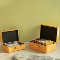 Ensemble de coffres de rangement décoratifs en velours ocre, avec poignée en similicuir, pour couvertures, vente en gros