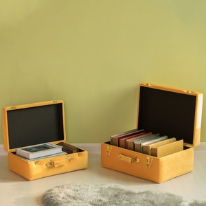Wholesale Ochre Velvet Upholstered Decor Trunk Set Leatherette Handle <b>Blanket</b> Storage <b>Box</b> - Product Image 3