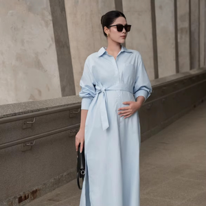 Women's Oversized Loose Fit Pregnancy Maternity Maxi Dress Casual Outwear Breathable Lightweight Woven Eco-Friendly Summer 100% - Product Image 5