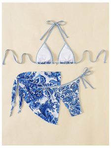 Traje de Baño de Dos Piezas con Estampado Floral para Mujer, Ropa de Playa Halter, OEM Personalizado al por Mayor - Product Image 3