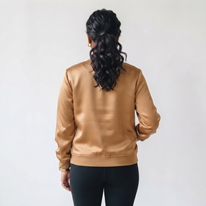 <b>Women</b> Classic Zip Up Bomber <b>Jacket</b> <b>Lightweight</b> Outdoor Fashion Bomber Satin <b>Jacket</b> 100%Polyester Nylon Winter Bomber <b>Jackets</b> - Product Image 2