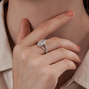 แหวนเพชรทรงมาร์คีส์ ผลิตในห้องปฏิบัติการ ได้รับการรับรองจาก IGI ตัวเรือนทองคำขาว 18K ดีไซน์วงแหวนแบบแยกส่วนประดับเพชรพาเว่ แหวนเครื่องประดับอันหรูหรา - Product Image 5