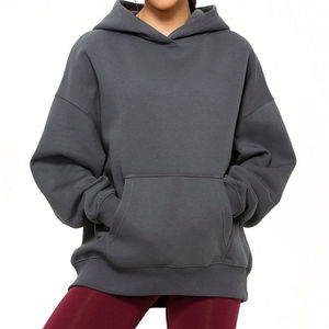 Sweat-shirt à capuche personnalisé pour femme, coupe oversize, en polaire unie délavée à l'acide, écologique, en coton, style streetwear, grandes tailles, OEM - Product Image 6