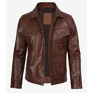 2026 OEM Best Trending Dark Brown Genuine Cowhide Leather Jackets For Men's High Quality Low MOQ Winter Fashion Heated Jackets - Product Image 4