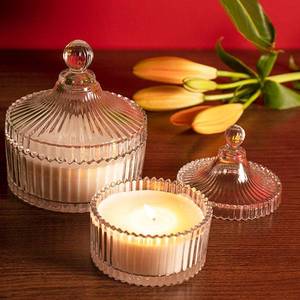 Premium Frosted <b>Glass</b> Candle <b>Jar</b> with Wooden Lid Scented Candle Container Home Decor Gift Candle Holder Custom Logo - Product Image 1