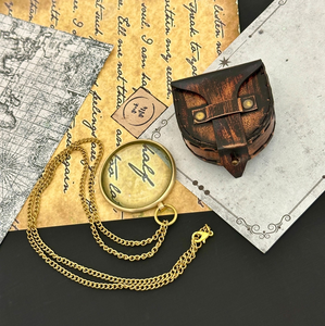 Collar con Lupa de Latón Vintage con Estuche de Cuero y Cadena Larga Dorada, Lente de Lectura Portátil de Estilo Antiguo - Product Image 2