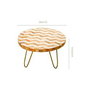 Wooden Cake Decorative Tray Acacia Wood Resin Serving Trays Wood Round Food Cake Platter Tray Tabletop Round Stand Platters - Product Image 2