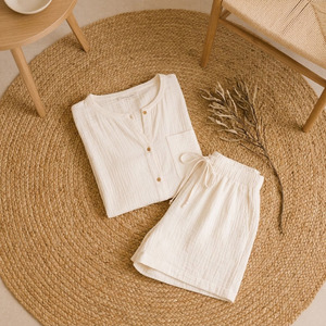 Ensembles de vêtements de détente pour femmes, tissu tissé en gaze de coton, ensemble de pyjama respirant, vêtements de nuit pour femmes - Product Image 6