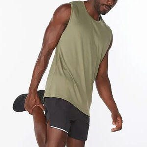 Camiseta sin mangas acanalada personalizada para hombre, chaleco formal con cuello en V, camiseta interior básica de secado rápido, transpirable, anti-UV, ropa deportiva frontal. - Product Image 3
