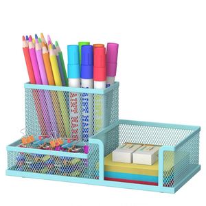 Mesh Holder Note Holders Desk Organizer 3 Compartment Wire Desktop <b>Pen</b> Pencil Cup Caddy Office Supplies Accessories - Product Image 1