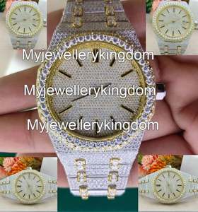 High-End Luxury White Gold VVS Moissanite Tonneau <b>Mens</b> <b>Watch</b> Sapphire Crystal Stainless Iced <b>Wrist</b> Mechanical <b>Watch</b> - Product Image 2