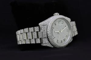 Solid 925 <b>Sterling</b> <b>Silver</b> <b>Watch</b> Fully Iced Out <b>Watch</b> Bust Down Hip Hop Diamond <b>Watch</b> For Men's Fashion - Product Image 2