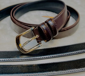 Ceinture décontractée en cuir de vachette noir cousue, réglable, avec boucle carrée en acier et largeur de 35 mm/38 mm - Product Image 3