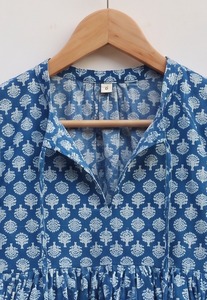 Boho Indigo Hand Block Print Women Cotton Top Handmade Ethnic <b>Tunic</b> Supplier - Product Image 6