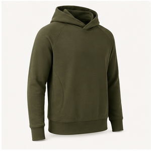 Sudadera con Capucha Personalizada Verde Oliva para Hombre, Estilo Moderno, Corte Regular, Sin Cordón, Frente Liso, Algodón Orgánico, Felpa Francesa MHOOD-0007 - Product Image 3