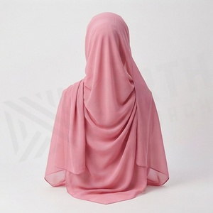 Hiyab de Chifón Rosa, Color Sólido, Transpirable, para Uso Diario, Pañuelo Étnico para Mujer - Product Image 2