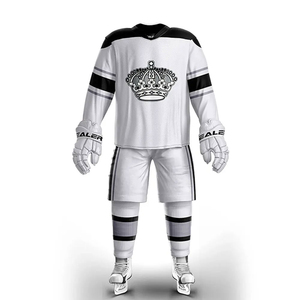 Ensemble d'uniformes de hockey sur glace personnalisés, maillot et pantalon imprimés par sublimation, respirant, anti-humidité, antibactérien, polyester, sports d'équipe - Product Image 4