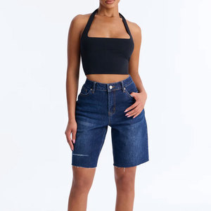 Shorts en jean taille haute respirants pour femme, coupe droite, déchirés, sexy, plusieurs couleurs, service OEM – Nouvelle collection super tendance - Product Image 3