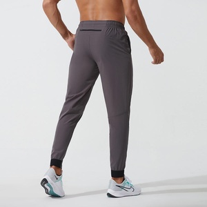 Workout Fashion Four Way <b>Stretch</b> Nylon Elastic Drawstring Waist Lightweight Black Tamper Bottom <b>Mens</b> Running Jogger Pants - Product Image 3