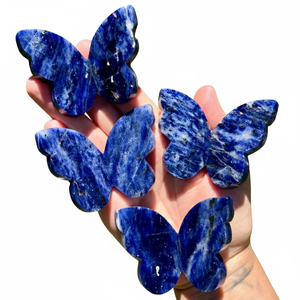 Ailes de papillon en sodalite naturelle sculptées, pierre énergétique, spécimen minéral de guérison pour la décoration de la maison et du bureau (vente en gros) - Product Image 6