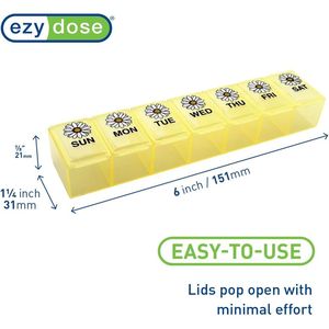 Portapillole Settimanale con Grandi Scomparti, Organizzatore di Medicinali Giallo Margherita, Contenitore per Vitamine e Integratori per 7 Giorni - Product Image 3
