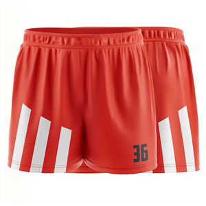 <b>Men</b> <b>Red</b> Solid Sport <b>Shorts</b> Front Logo Mid Elastic Waist White Side Stripes Quick Dry 100% Polyester 80g Digital Printed Summer - Product Image 1
