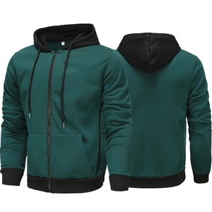 Sudadera con Capucha Negra para Hombre, Cierre de Cremallera, Corte Holgado, Patrón de Camuflaje, Forro Polar de Poliéster/Algodón, Transpirable, Resistente al Viento, Informal - Product Image 1