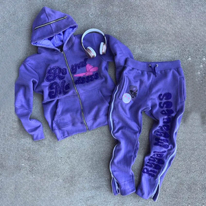 Survêtements Jogger Vintage Unisexe Personnalisés OEM avec Broderie de Patchs, Effet Délavé Acide et Décoloré par le Soleil, Hoodie Évasé 100% Coton - Product Image 1