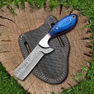 Couteau de camping utilitaire Cowboy Bull Cutter, fait main, à lame fixe en acier Damas pleine longueur, qualité industrielle, pour la chasse - Product Image 1