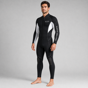Combinaison de plongée en néoprène à manches longues Oxytag Sports, col roulé, coupe ajustée, séchage rapide, couleur unie, fermeture éclair sur le devant - Product Image 4